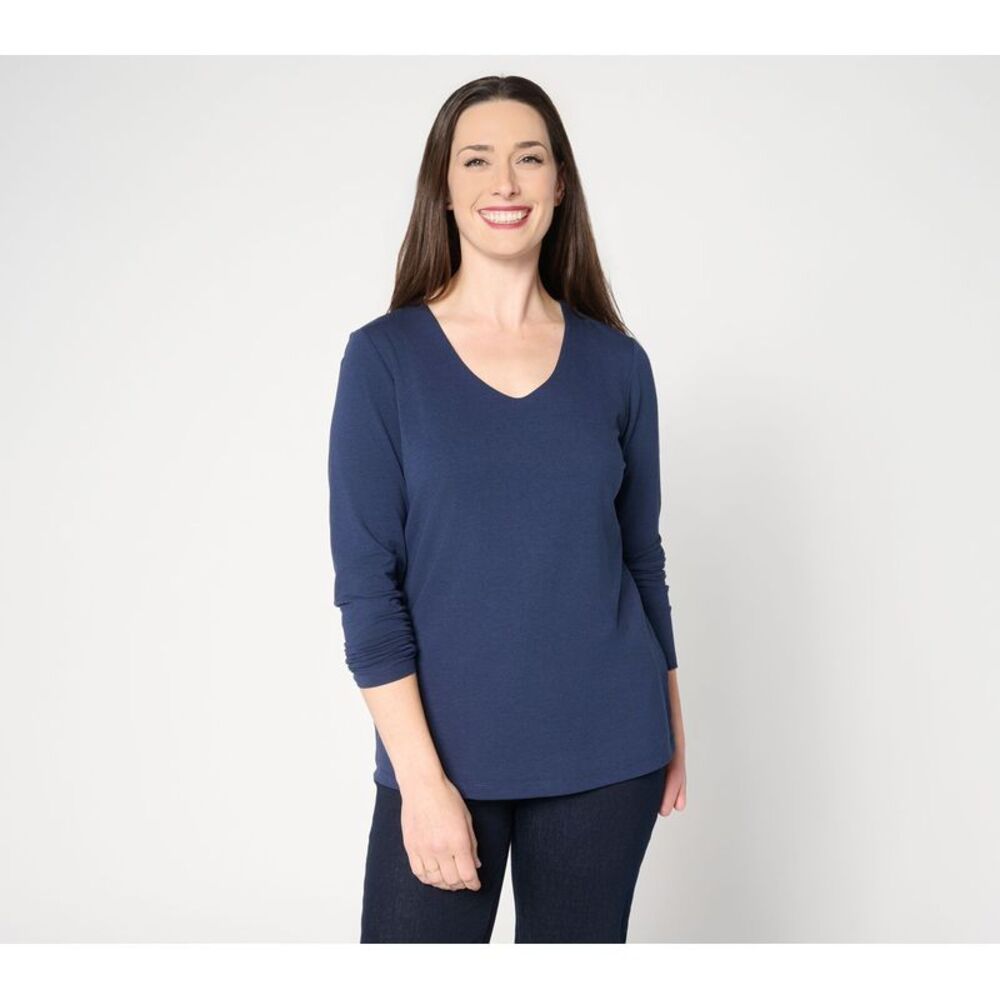 Denim & Co. Women's Top Sz L Make Your Selection: Essentials So Soft Blue
